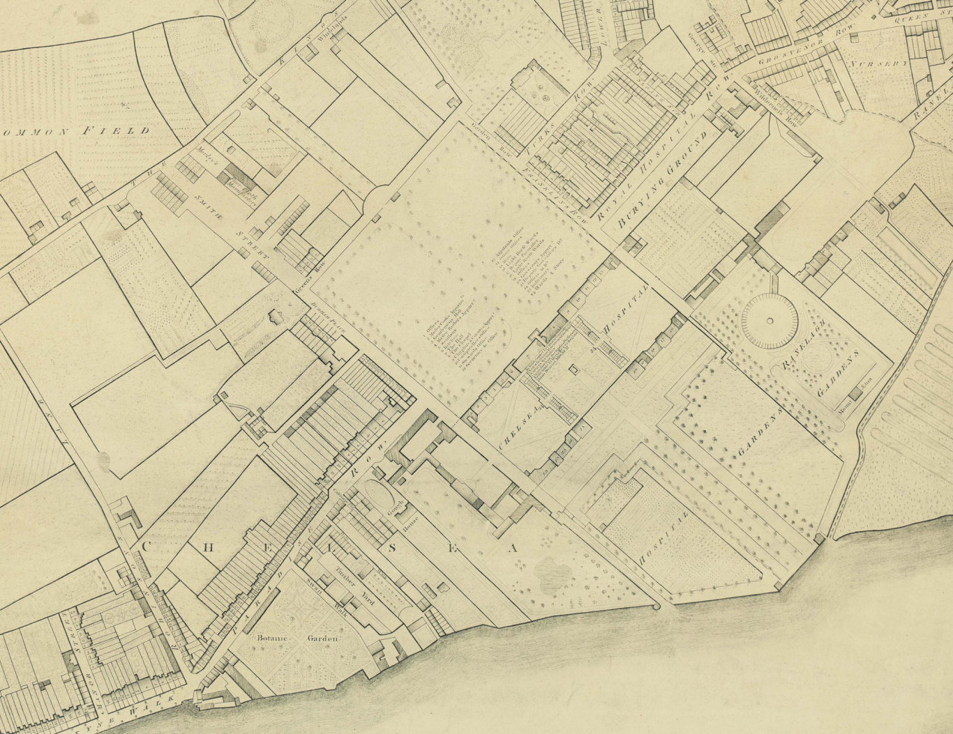 Chelsea Hospital 1799, original map