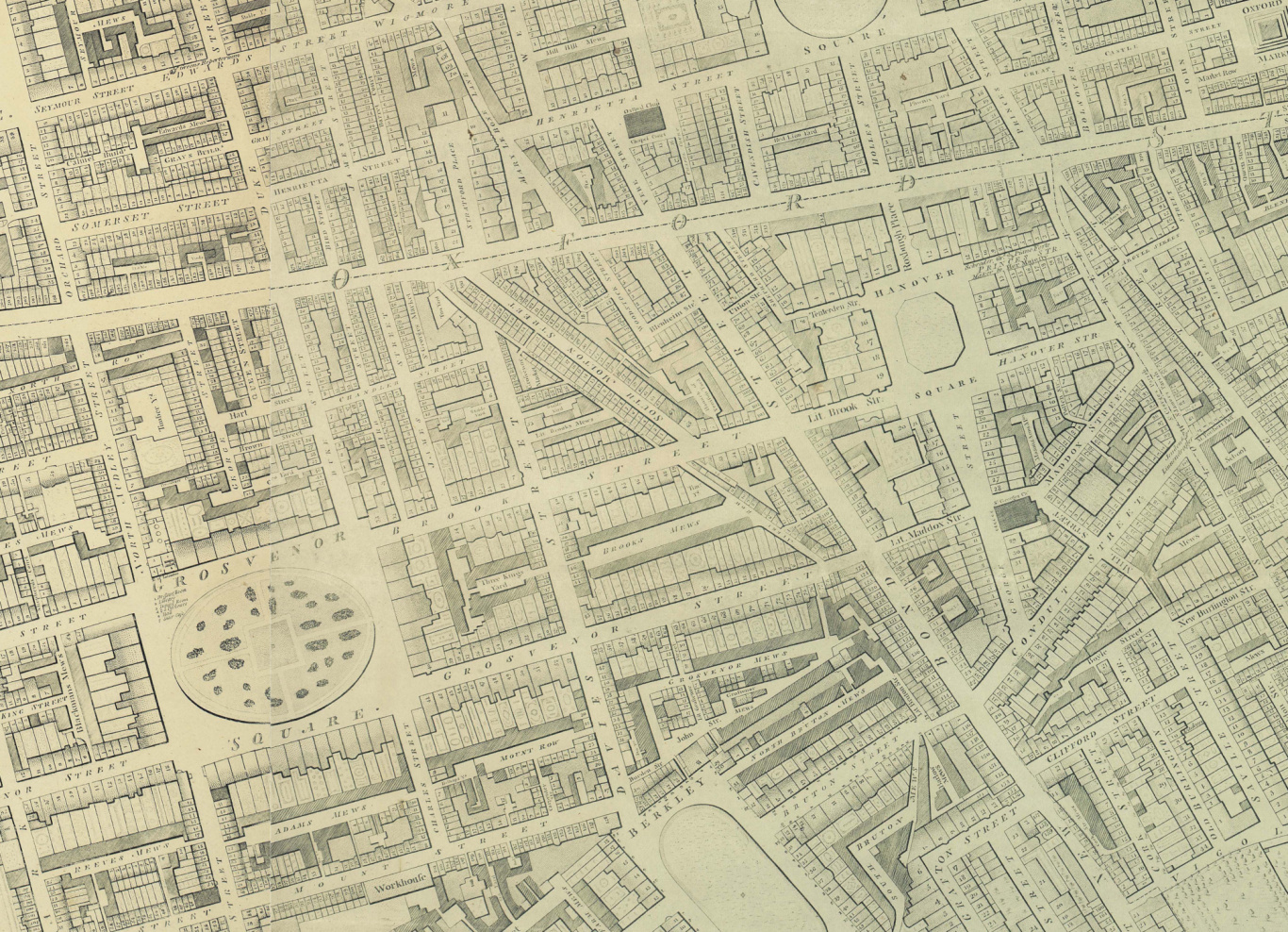 Grosvenor Square London Map Grosvenor Square 1799 - Compare The Redrawn Map With Richard Horwood's  Original