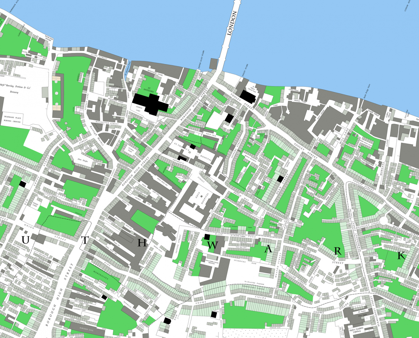 Southwark, 1799 redrawn map