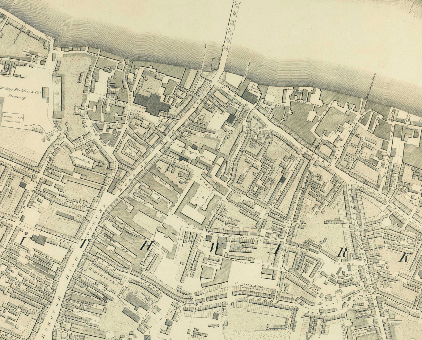 Southwark, 1799 original map